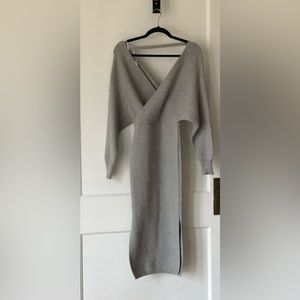 Indikah gray midi sweater dress